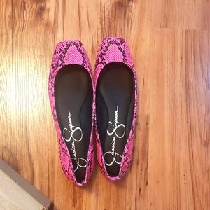 Jessica Simpson Pink Snake Print Ballet Mickella Flats. NIB, Sz 10